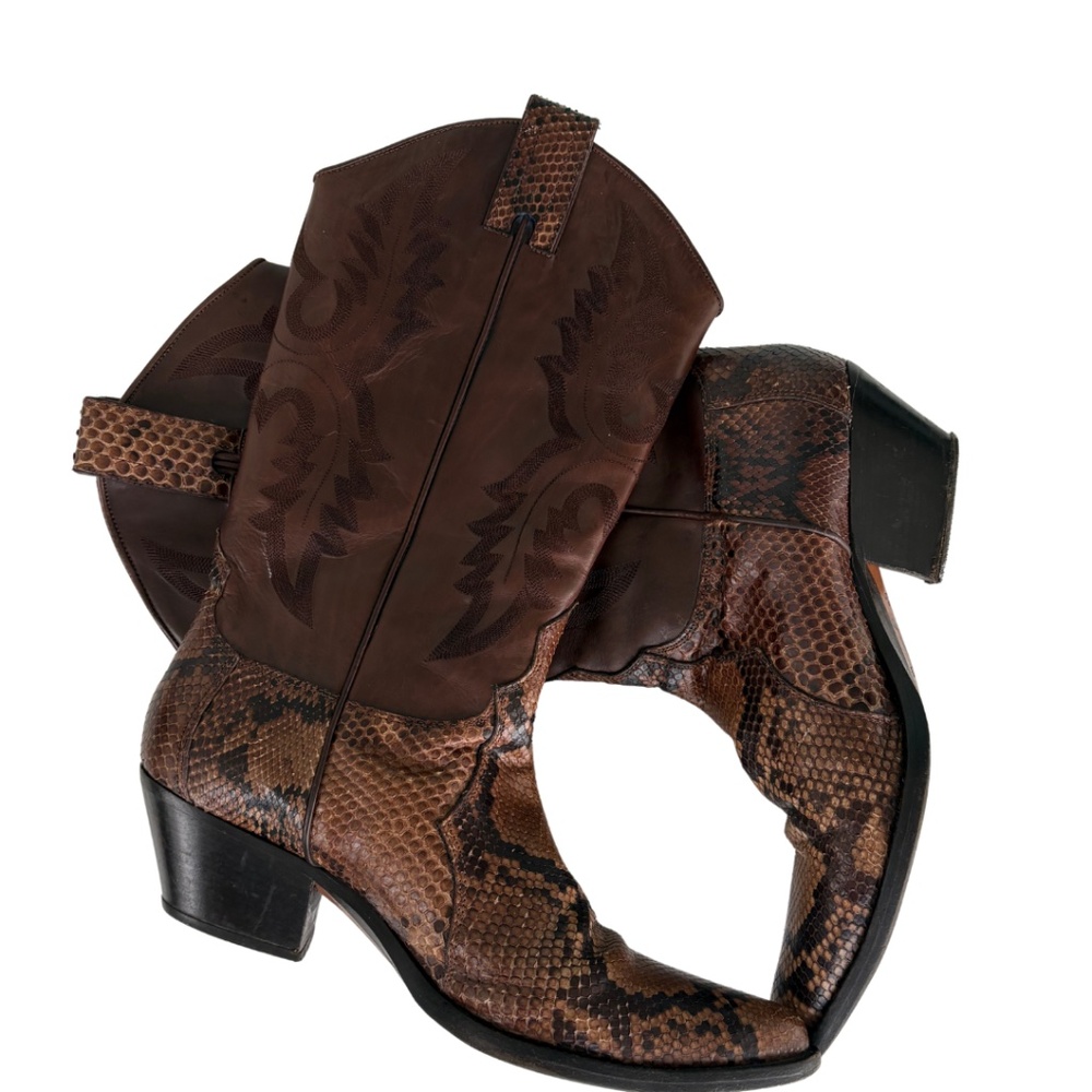 Sartore Paris Snakeskin & Leather Cowboy Boots – Made in Italy – EU 39 (US 8.5)